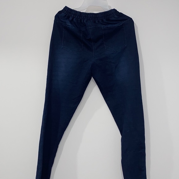 Navy blue dark washed jeans with elastic waist band - Picture 2 of 2